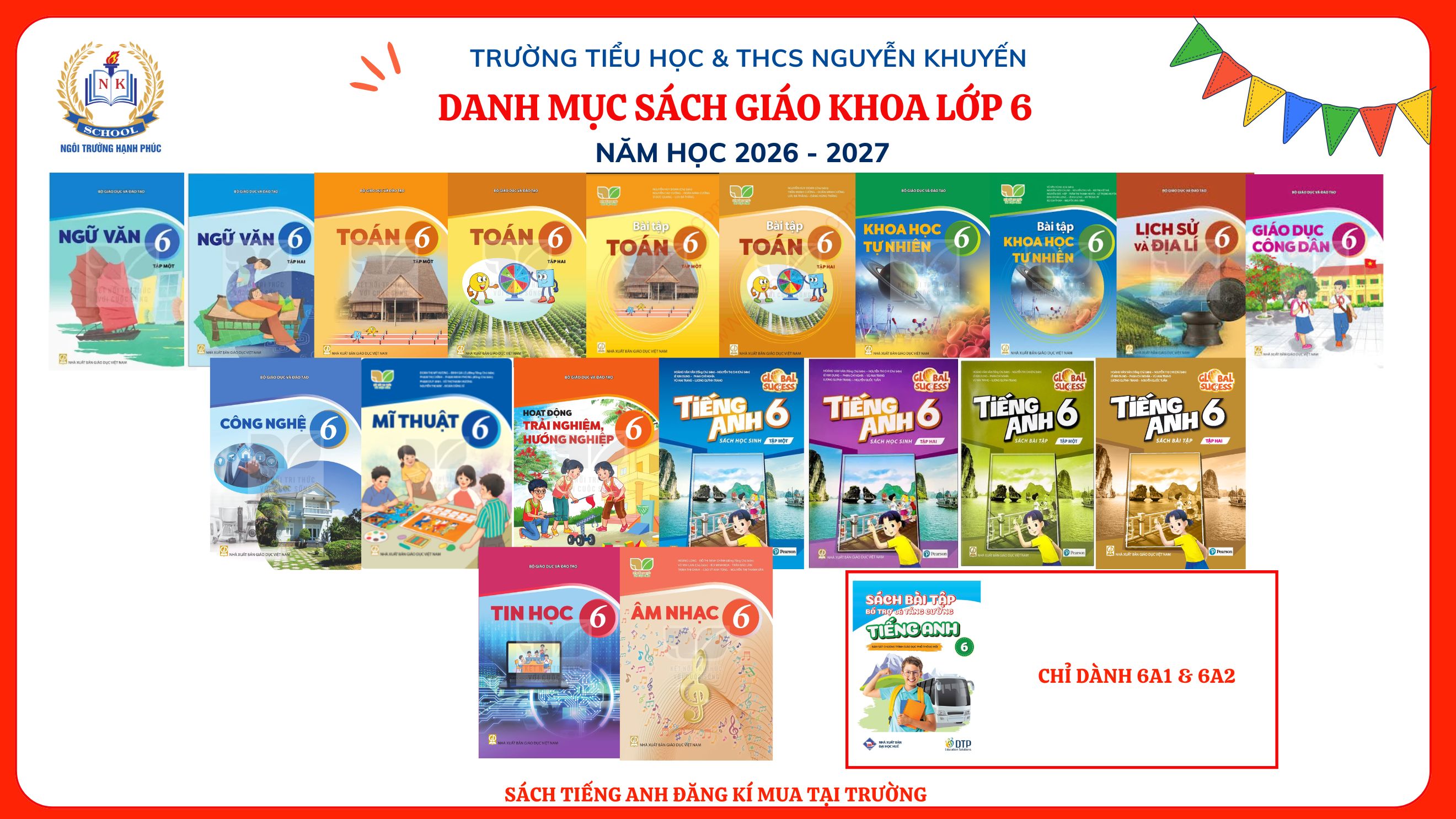 THÔNG BÁO DANH MỤC SÁCH GIÁO KHOA LỚP 6 NĂM HỌC 2026 - 2027